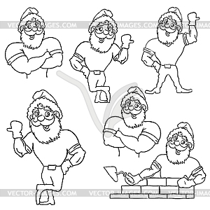 Set of Santa Clauses - vector image