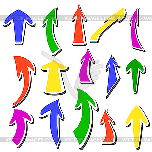 Стрелки наклейки разных цветов и форм - изображение в векторе / векторный клипарт