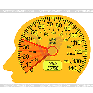 Car speedometer in the human brain - vector clip art