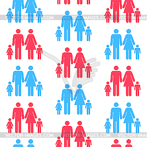 Seamless pattern with silhouettes of family - vector clipart