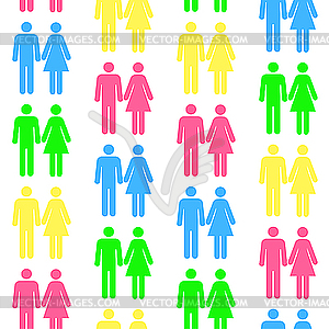 Seamless pattern with silhouettes of humans - vector EPS clipart