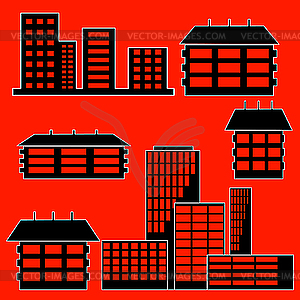 Different kind of houses and buildings - - vector clipart
