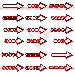 Set of red arrows - vector image