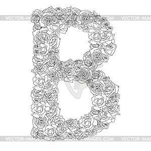 Flower alphabet of red roses, letter B - vector clipart