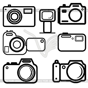 Set of digital cameras - vector EPS clipart