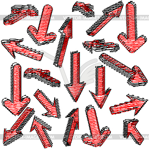 Set of red arrows - vector image