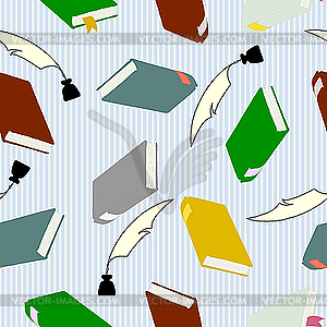 Seamless wallpaper, hardcover books for education concept. - color vector clipart