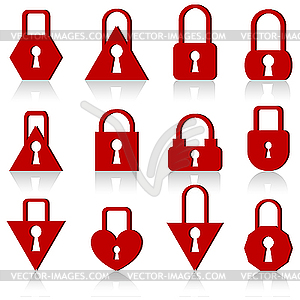 Set of metal locks of different shapes  - vector image