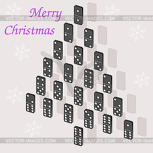 Beautiful tree of dominoes. Christmas card. - vector image