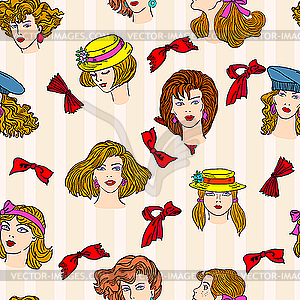 Seamless wallpaper hand-drawn fashion model. - vector image