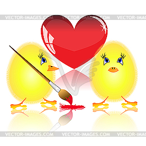 Small fluffy chickens - vector image