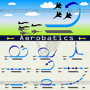 Aerobatics airplane on blue sky background - royalty-free vector clipart