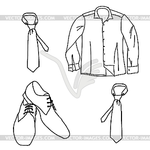 Set man clothes , shirt shoes tie - vector clip art