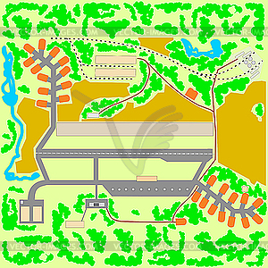 Airport map scheme with the adjacent territory - vector clip art