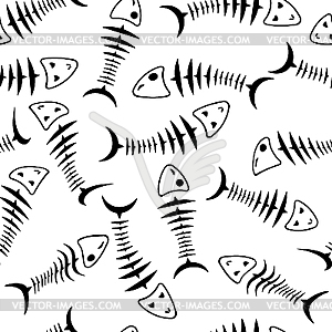 Seamless wallpaper skeleton fish - vector clipart