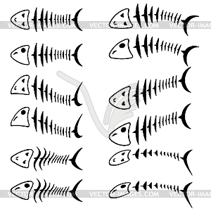 A set of fish skeletons - vector clipart