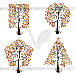 Trees of different geometric shapes - vector image