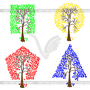 Trees of different geometric shapes. - vector clip art