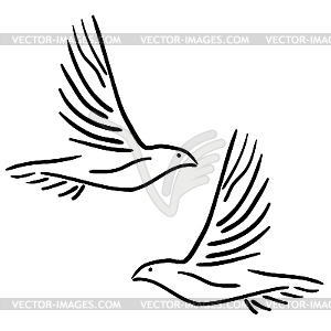 Set of white doves - vector clipart