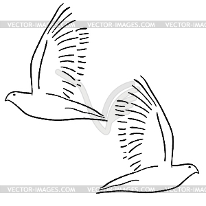 Concept of love or peace. Set of white doves - vector clip art