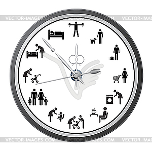 Clock of icons of people - vector image