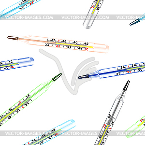 Seamless wallpaper the medical glass mercury thermometer - vector clipart