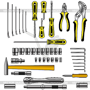 Set of different tools - vector clipart