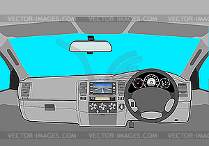 The car without driver on the road - vector clipart