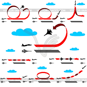 Aerobatics airplane on blue sky background - vector clip art