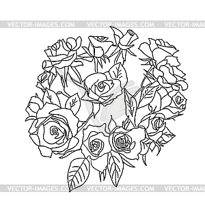 Large bouquet of roses. - vector image