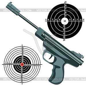 Firearm, gun against target - vector image