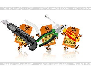 SIM-card in form of little people are tools - vector EPS clipart