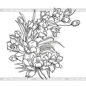 Flower bouquet, painted by hand. - royalty-free vector image