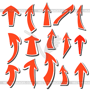 Arrows stickers different colors and shapes.  - vector image