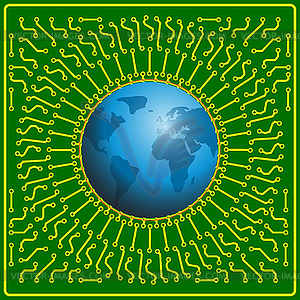 Материнская плата миру фон технологии концепция - векторизованное изображение