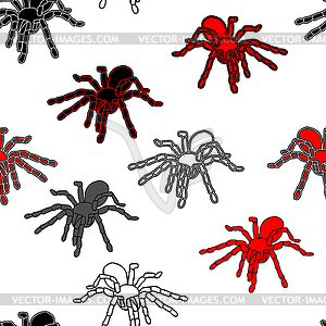 Halloween seamless pattern with black spiders - vector clipart