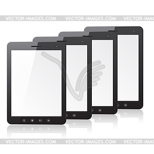 Four tablet PC computer with blank screen - vector image