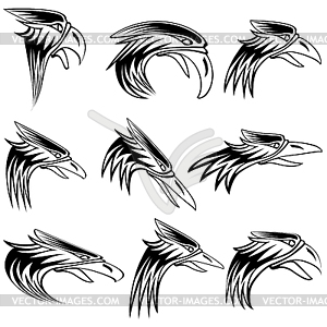 Eagle black and white sign - vector image