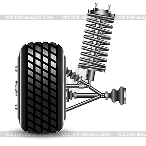 Front car suspension, frontal view - vector image