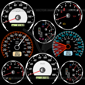 Set of car speedometers for racing design - vector image