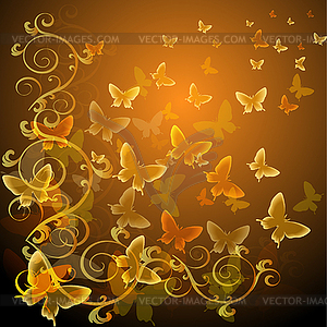 Abstract colourful background with butterflies - vector clipart