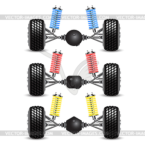 Набор заднюю подвески автомобиля с различными передач - изображение в формате EPS