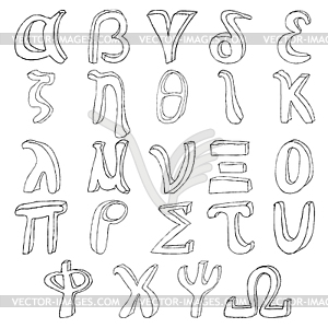 Hand drawing greek alphabet - vector clipart