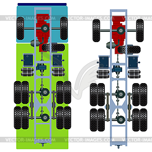 Truck suspension, top view - vector clip art