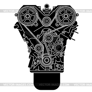 Internal combustion engine, as seen of in front - royalty-free vector clipart