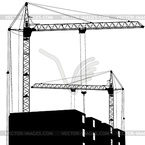 Силуэт двух кранов работу по созданию - изображение в формате EPS