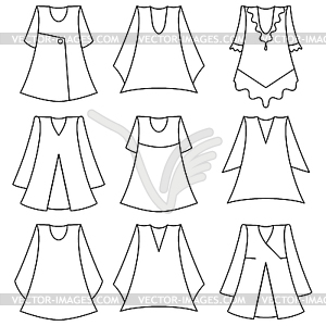 Set of fashionable dresses for girl - vector image