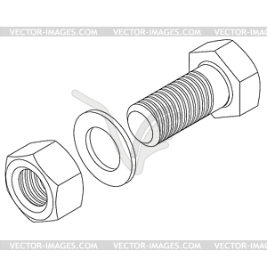 Steel bolt and nut - vector image