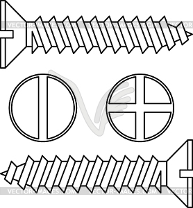 Stainless steel screw.  - vector image