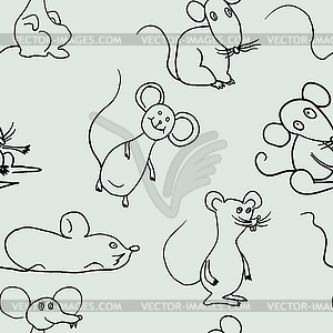 Seamless background with sketch mouse paper or - vector clip art